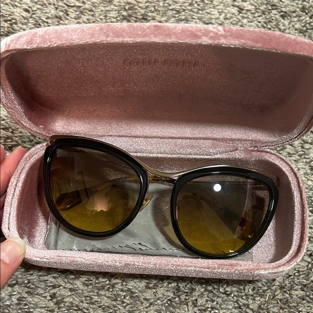 Miu Miu Black Frame Sunglasses with Brown Gradient Lenses - Picture 5 of 5